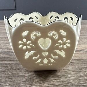 Vintage Lenox Eternal Hearts Collection Reticulated Bowl Scallop Edge 24K Gold